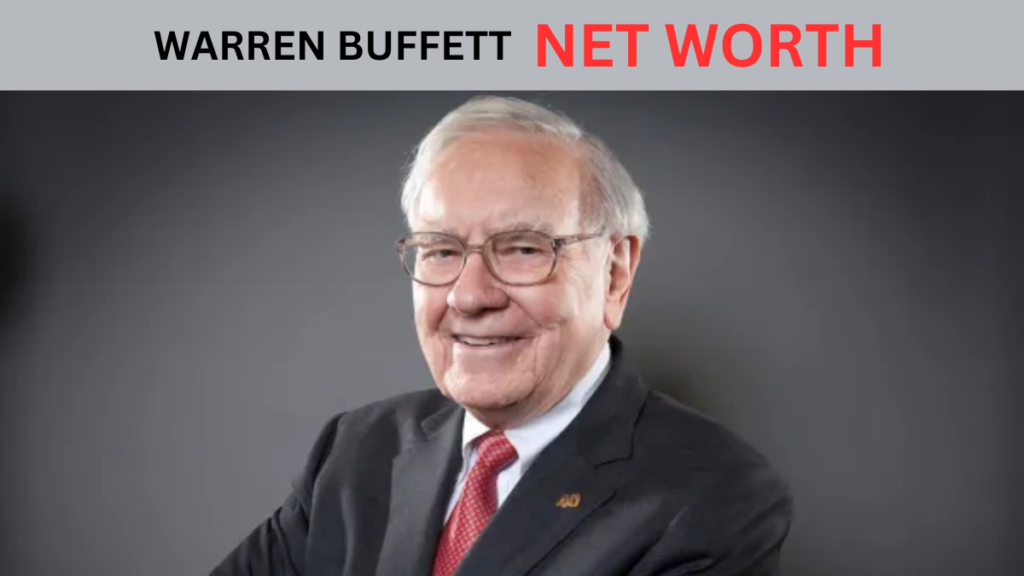 Warren Buffett with a graph showing his rising net worth